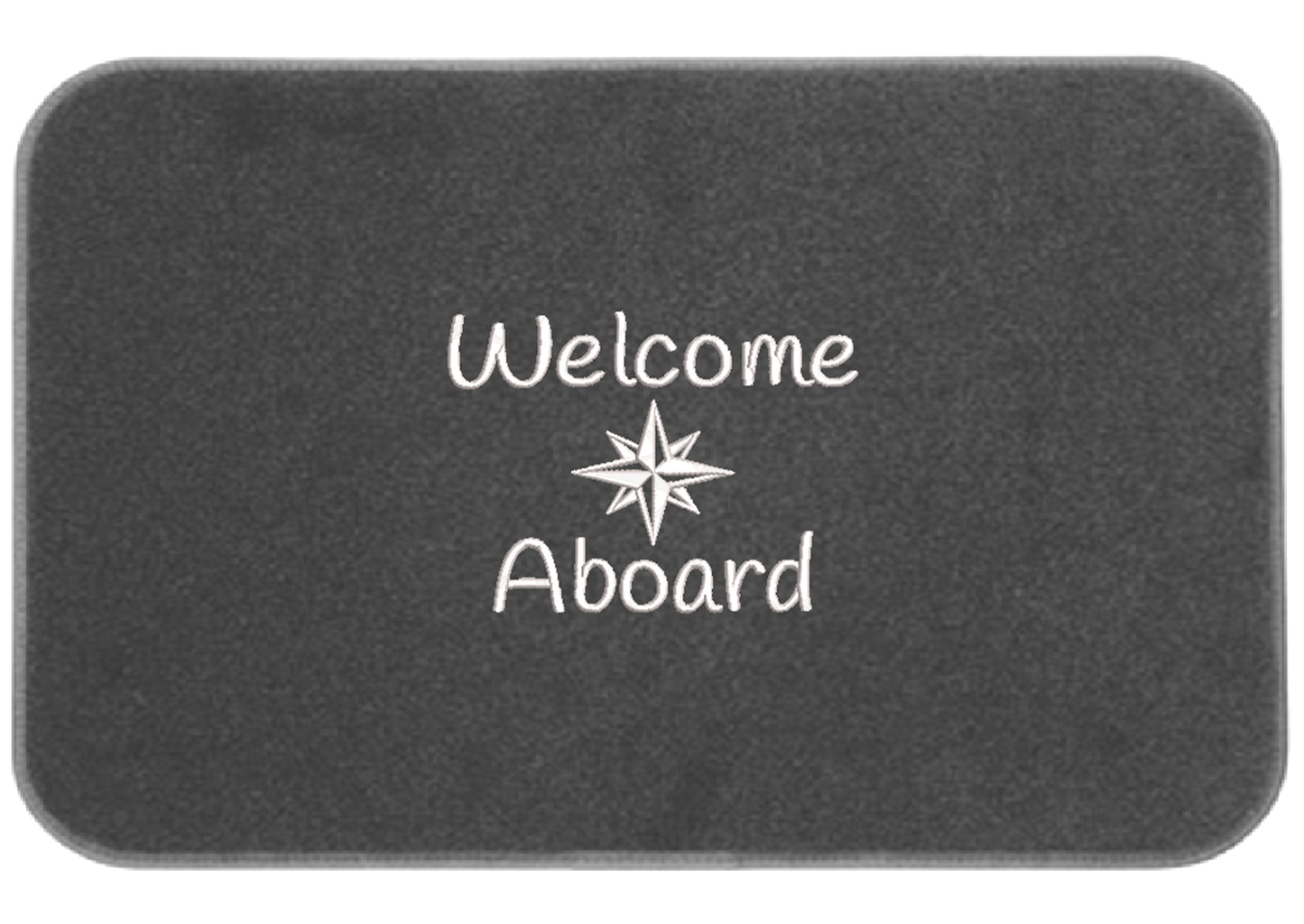 Welcome Aboard Mat Gray with Compass Rose