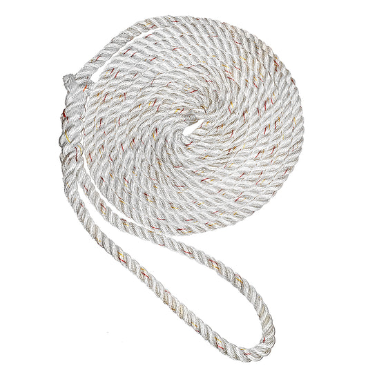 New England Ropes 5/8"Premium 3-Strand Dock Line - White w/Tracer - 50 [C6050-20-00050]