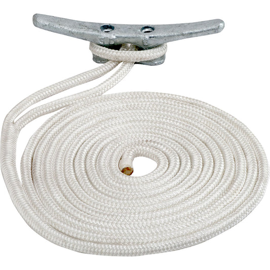 Sea-Dog Double Braided Nylon Dock Line - 1/2" x 25 - White [302112025WH-1]