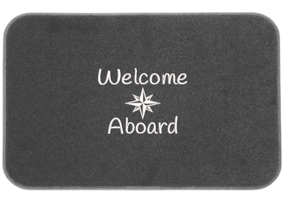 Welcome Aboard Mat Gray with Compass Rose
