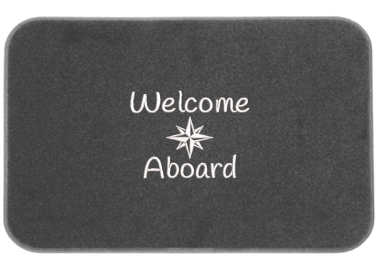 Welcome Aboard Mat Gray with Compass Rose
