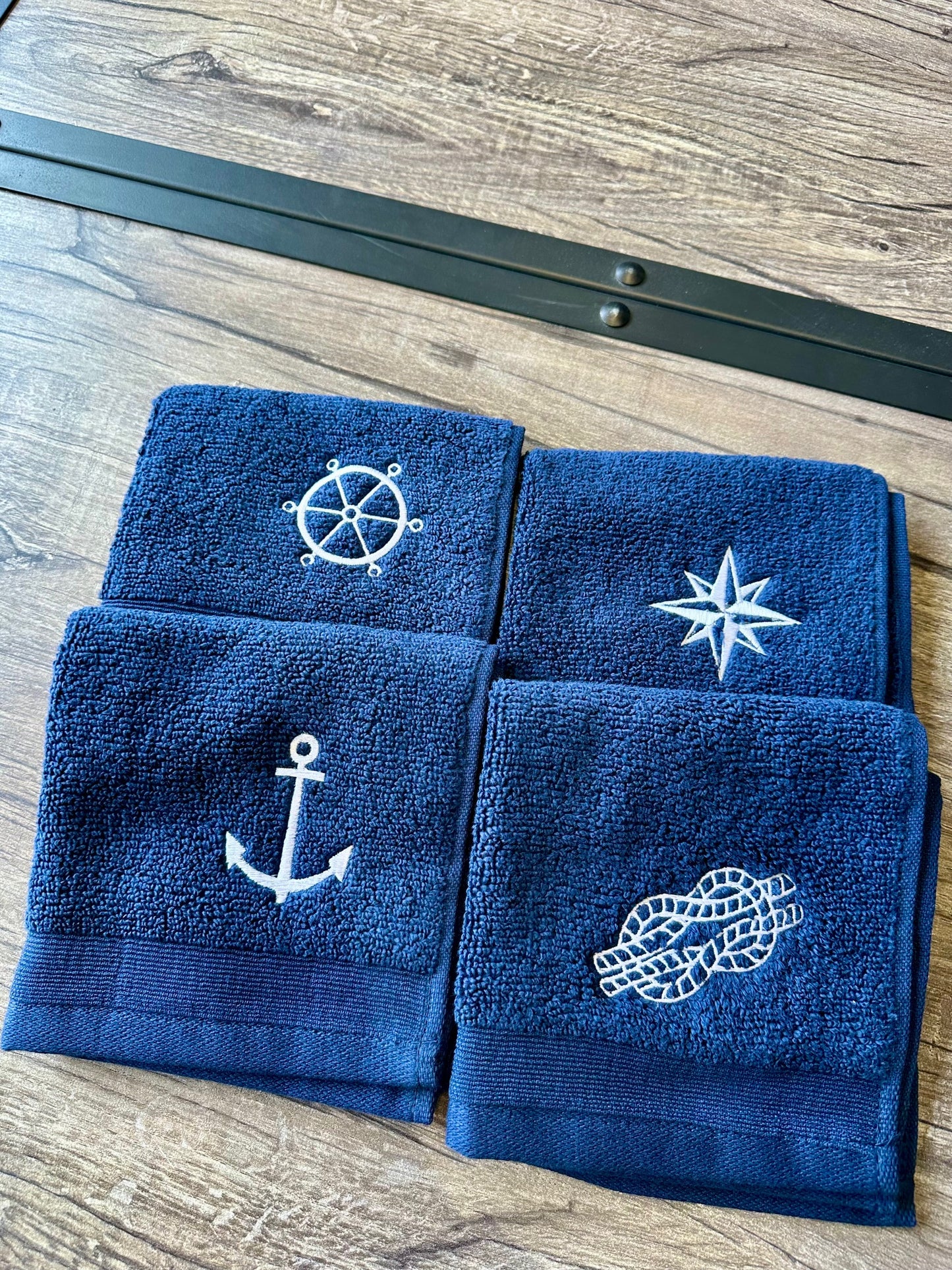 Nautical Embroidered Washcloths - Set of 4