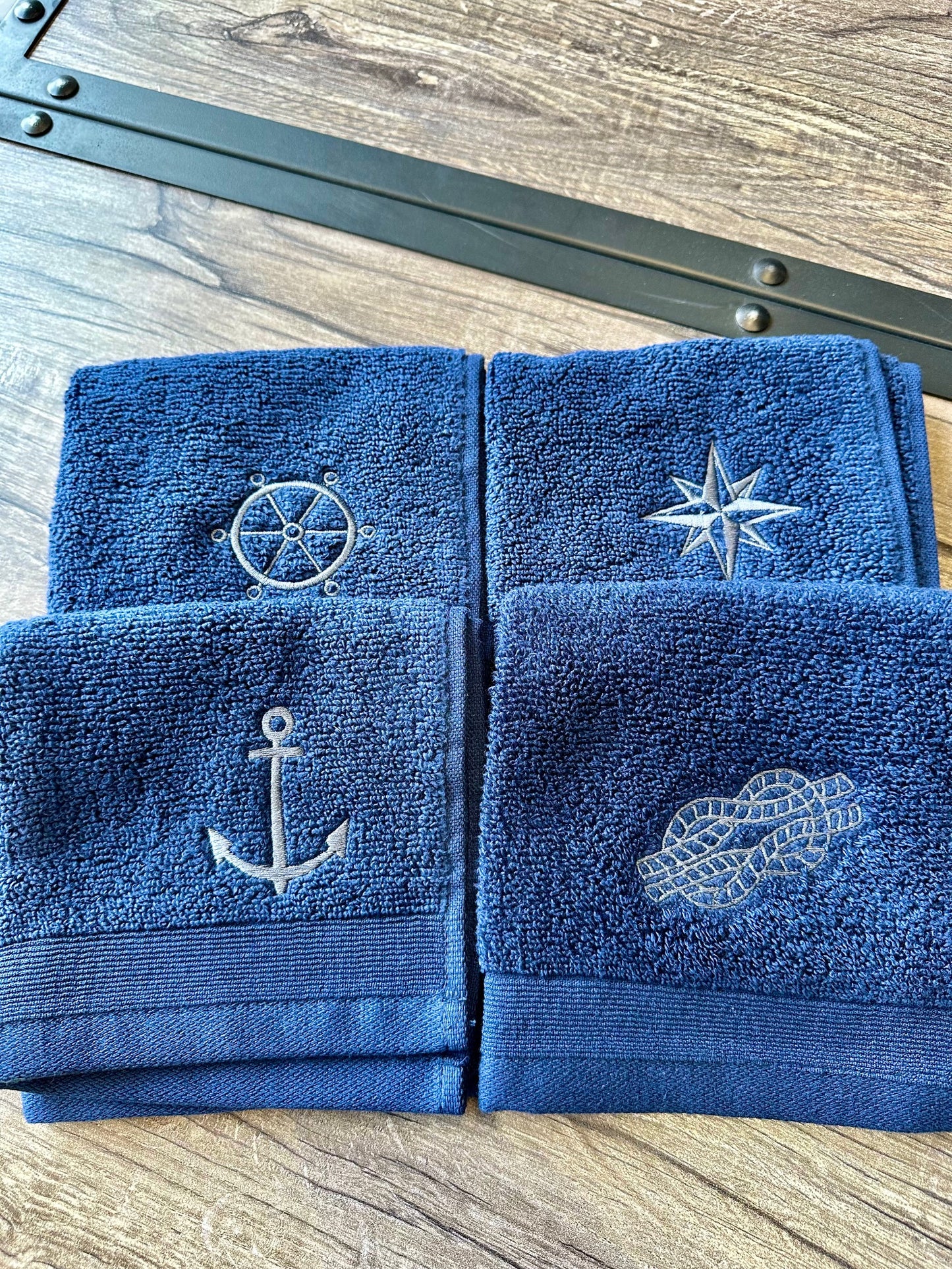 Nautical Embroidered Washcloths - Set of 4