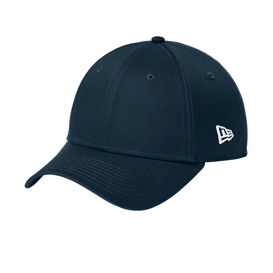 Navy blue cap with a white logo on a white background