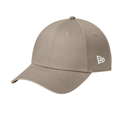 Beige cap with a New Era logo on a white background