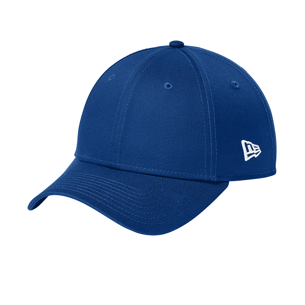 Blue baseball cap with a brand logo on a white background