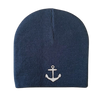 Knit Anchor Beanie Cap - Navy with White Anchor