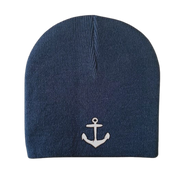 Knit Anchor Beanie Cap - Navy with White Anchor